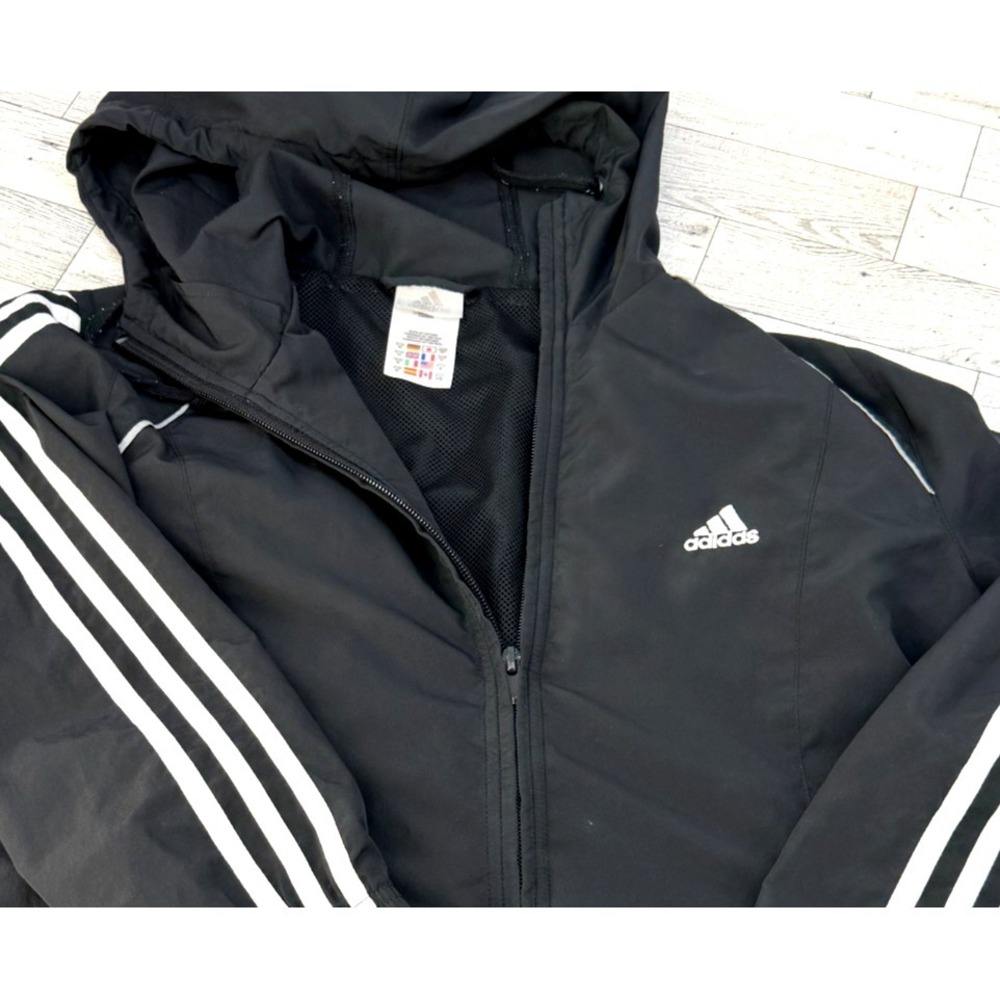 Adidas Women's Size Medium Black Mesh Lining 3 Stripe Vented Back Active Jacket